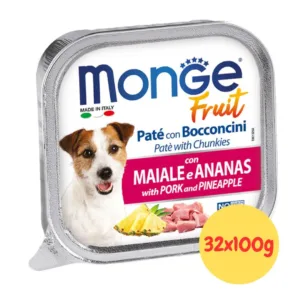 Monge Fruit Cani Paté con Bocconcini Maiale e Ananas vaschetta 100g