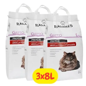 lettiera gatti argilla rossa attapulgite Radames confezione 3x8 litri naturale
