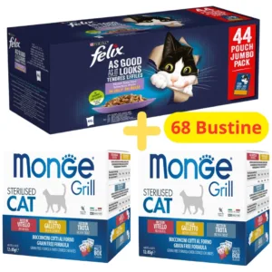 Alimento Umido Gatti Felix Monge confezioni assortite per gatti sterilizzati