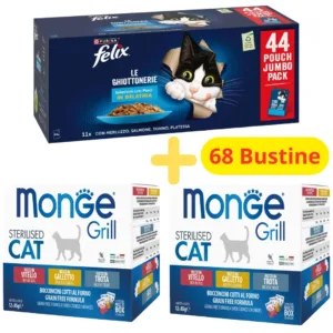 Multipack Felix Ghiottonerie Pesci e Monge Grill Sterilised per gatti