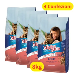 Confezioni di croccantini MigliorGatto al salmone nel formato da 2kg