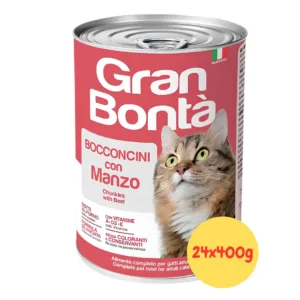 Confezione di lattine Gran Bontà Gatto Bocconcini con Manzo per gatti adulti