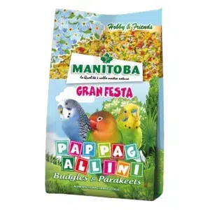 Confezione da 500g di mangime Manitoba Gran Festa per piccoli pappagalli