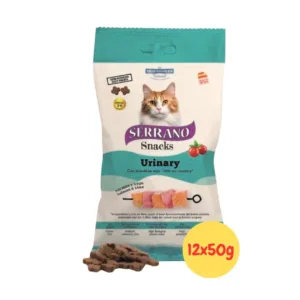 Confezione di snack semi-umidi per gatti Serrano Urinary gusto salmone e tonno