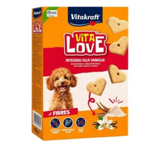 Confezione di biscotti integrali Vitakraft Vita Love a forma di cuore alla vaniglia