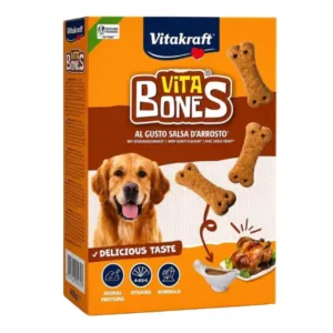 Scatola di biscotti a forma di osso Vitakraft gusto salsa d'arrosto per cani