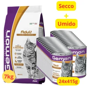 Confezione Gemon Adult Pollo e Tacchino crocchette e lattine umido