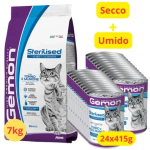 Bundle Gemon Sterilised con Tonno e Salmone per gatti adulti