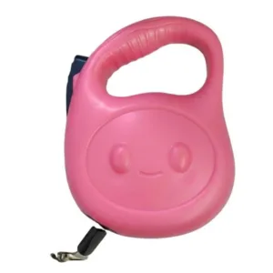 Fettuccia cani guinzaglio retrattile 5 metri smileleash rosa con faccina sorridente