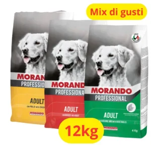 Tre sacchi di crocchette Morando Professional gusto pollo manzo e verdure per cane