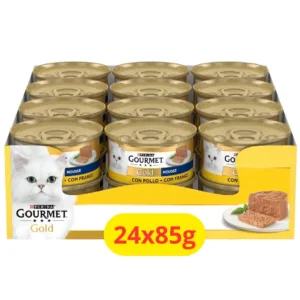 Gourmet Gold Gatto Mousse Pollo confezione da 24 lattine su vassoio