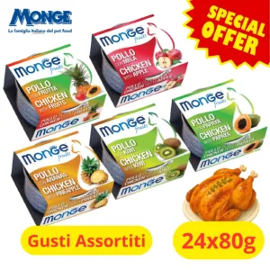 Monge Fruits Pollo Frutta Assortiti in lattine per gatti adulti