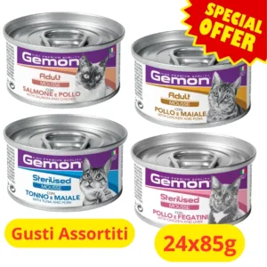 Mousse gatto gusti assortiti gemon lattine adult e sterilised