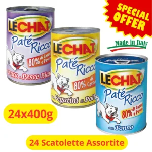 Paté Gatto Gusti Assortiti LeChat confezione risparmio da 24 lattine