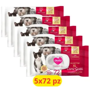 Salviette XL cani gatti dealo confezione multipla con profumazione al talco
