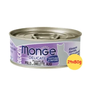 Monge Delicate Pollo Omelette Alici in lattina per gatti adulti